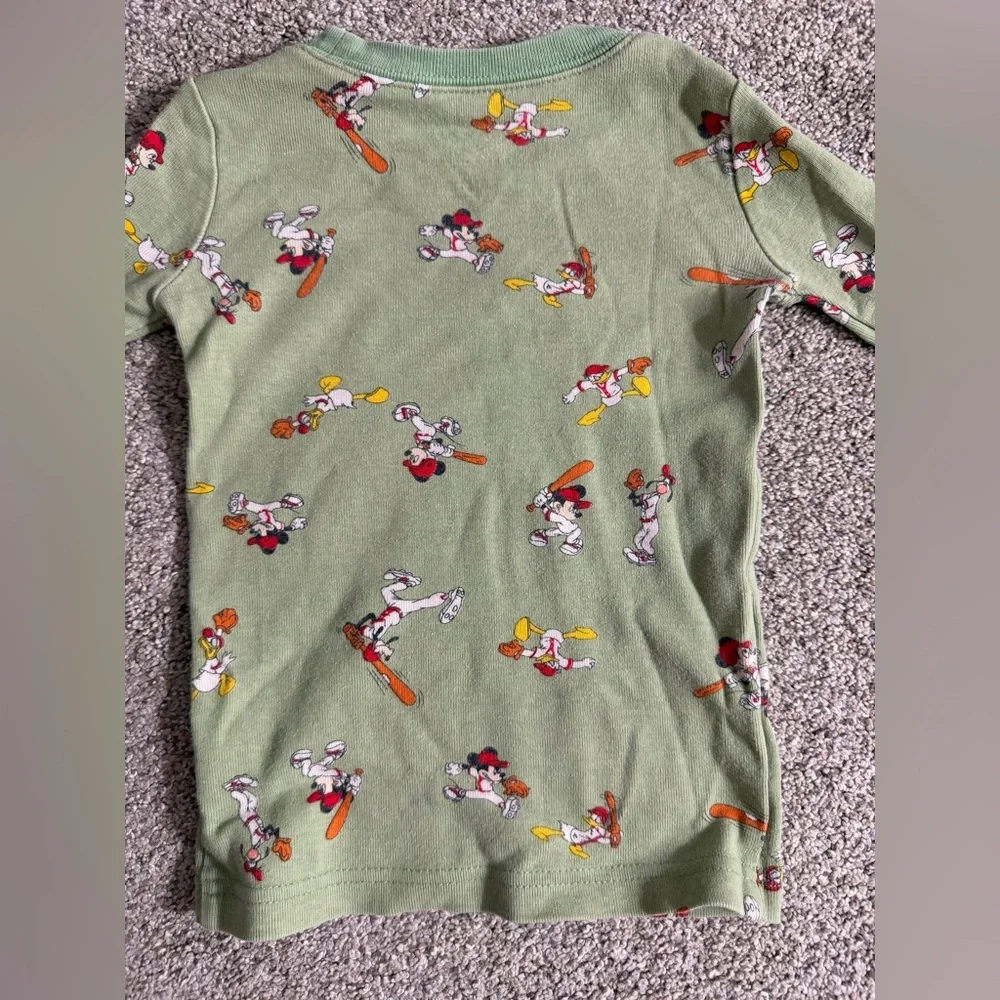 Janie and Jack Good Night Pajama in Disney Mickey Mouse Baseball Green Size 3